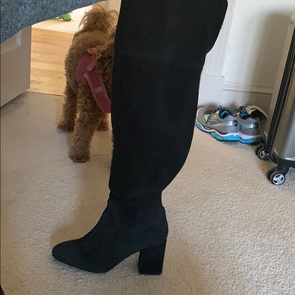 chunky heel over the knee suede boots